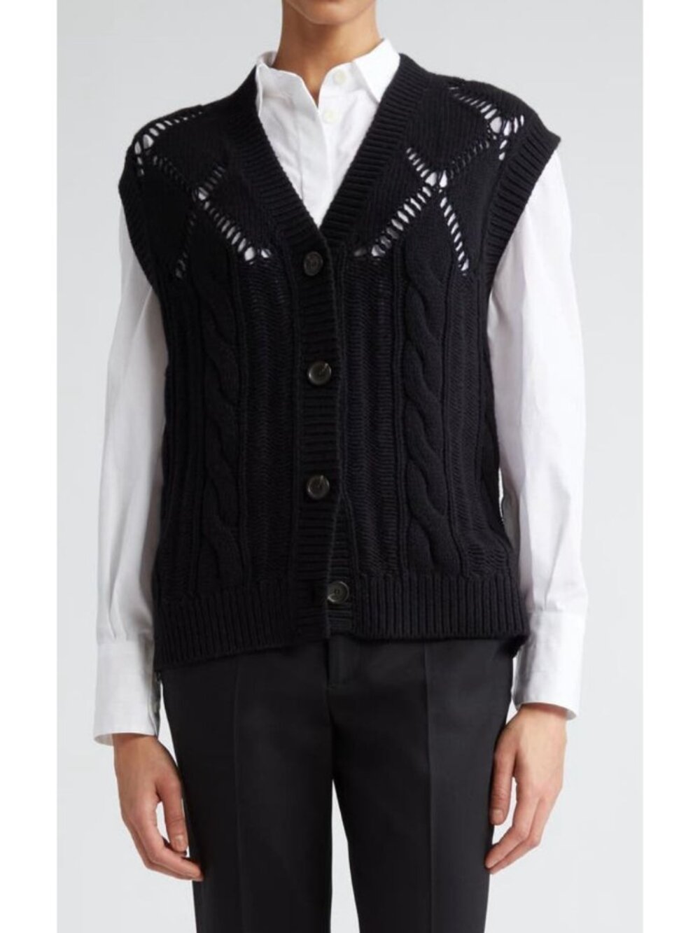 MARIA MCMANUS argyle cashmere and organic cotton sweater vest black XS